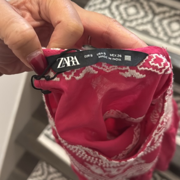 Zara Embroidered Boho Peasant Top – Magenta - Picture 6 of 6